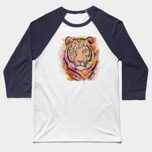 Watercolour Colourful Tiger Baseball T-Shirt